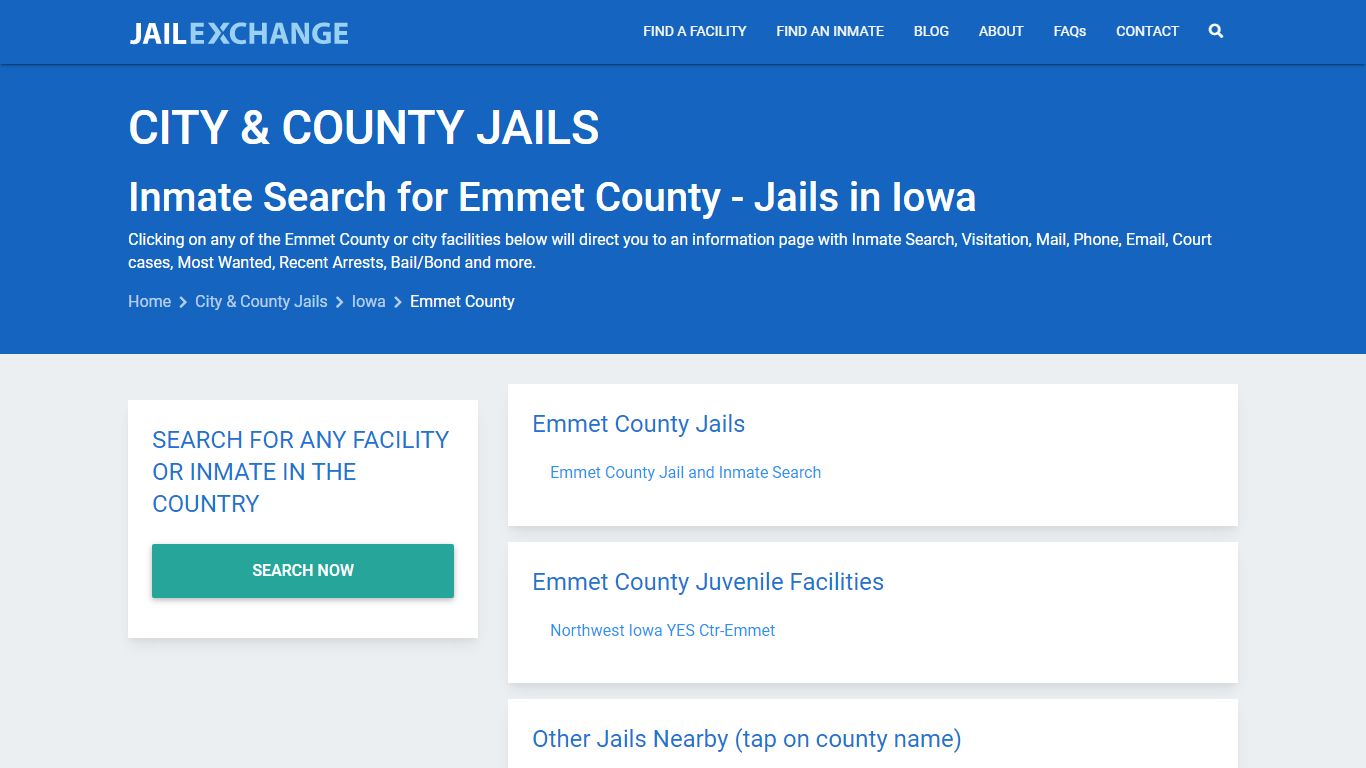 Inmate Search for Emmet County | Jails in Iowa - Jail Exchange